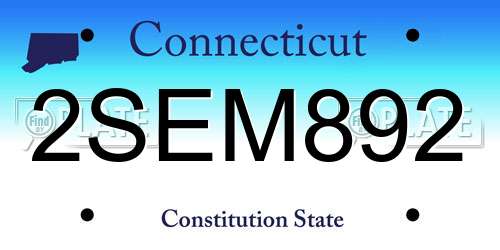 2SEM892 Connecticut License Plate