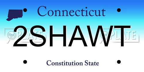 2SHAWT Connecticut License Plate