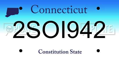 2SOI942 Connecticut License Plate