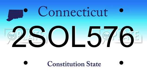 2SOL576 Connecticut License Plate