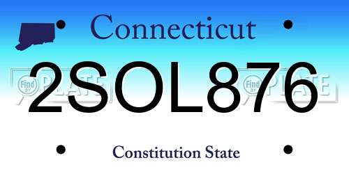 2SOL876 Connecticut License Plate