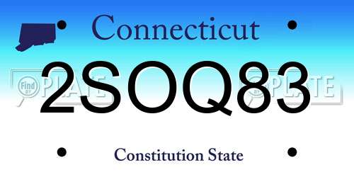 2SOQ83 Connecticut License Plate