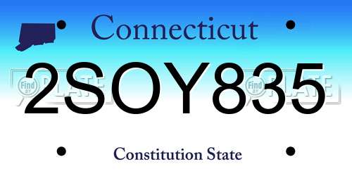 2SOY835 Connecticut License Plate