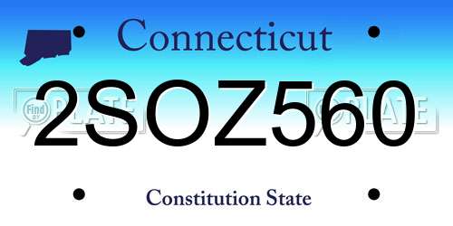 2SOZ560 Connecticut License Plate