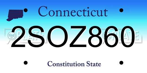 2SOZ860 Connecticut License Plate