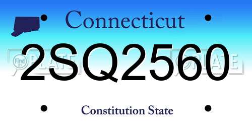 2SQ2560 Connecticut License Plate
