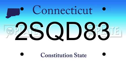 2SQD83 Connecticut License Plate