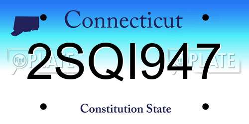 2SQI947 Connecticut License Plate
