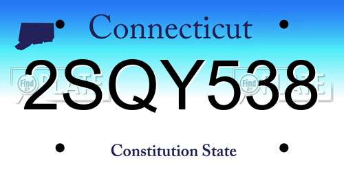 2SQY538 Connecticut License Plate