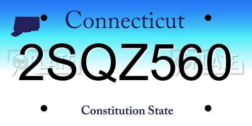 2SQZ560 Connecticut License Plate