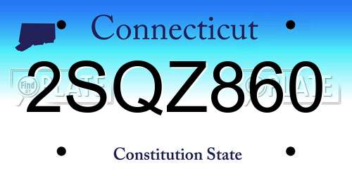 2SQZ860 Connecticut License Plate