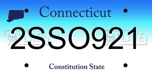 2SSO921 Connecticut License Plate