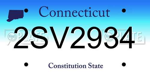 2SV2934 Connecticut License Plate