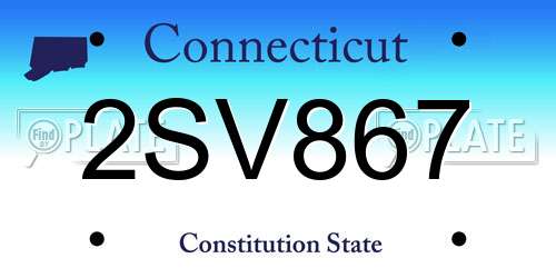 2SV867 Connecticut License Plate