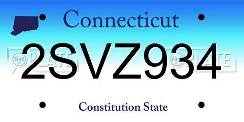 2SVZ934 Connecticut License Plate