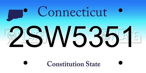 2SW5351 Connecticut License Plate