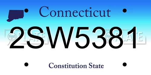 2SW5381 Connecticut License Plate