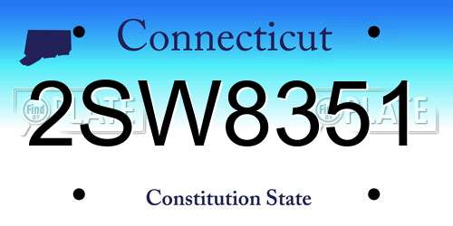 2SW8351 Connecticut License Plate