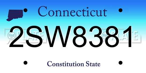 2SW8381 Connecticut License Plate