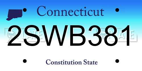 2SWB381 Connecticut License Plate