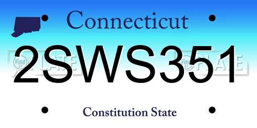 2SWS351 Connecticut License Plate