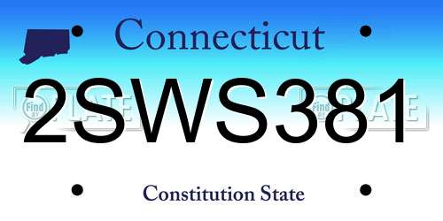 2SWS381 Connecticut License Plate