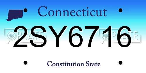 2SY6716 Connecticut License Plate
