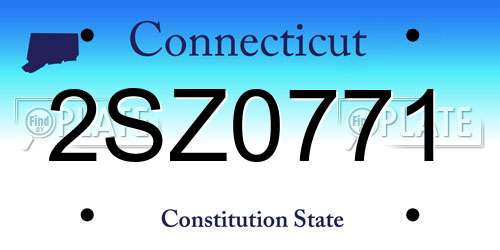 2SZ0771 Connecticut License Plate