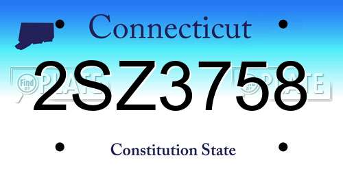 2SZ3758 Connecticut License Plate
