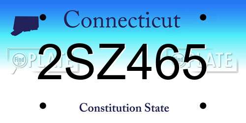 2SZ465 Connecticut License Plate