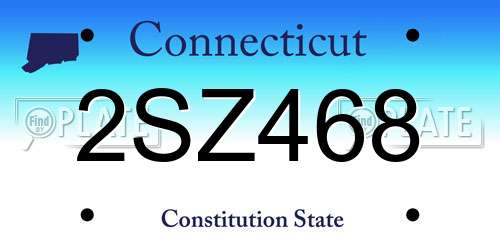 2SZ468 Connecticut License Plate