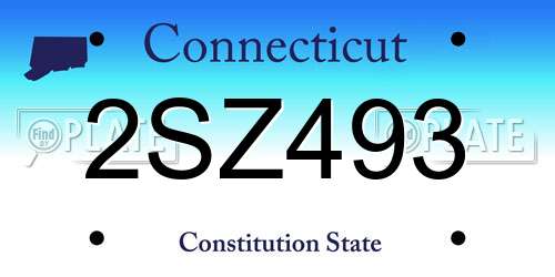2SZ493 Connecticut License Plate
