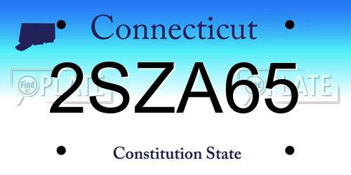 2SZA65 Connecticut License Plate