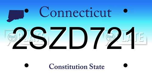 2SZD721 Connecticut License Plate