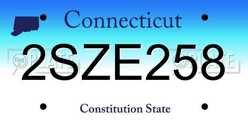 2SZE258 Connecticut License Plate