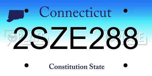 2SZE288 Connecticut License Plate