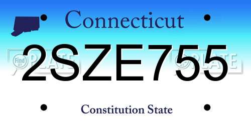 2SZE755 Connecticut License Plate