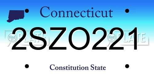 2SZO221 Connecticut License Plate