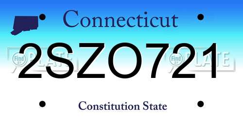 2SZO721 Connecticut License Plate
