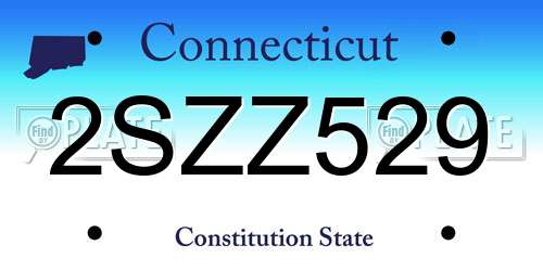 2SZZ529 Connecticut License Plate