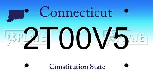2T00V5 Connecticut License Plate