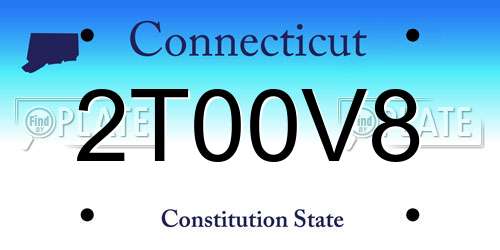 2T00V8 Connecticut License Plate