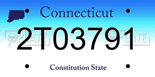 2T03791 Connecticut License Plate