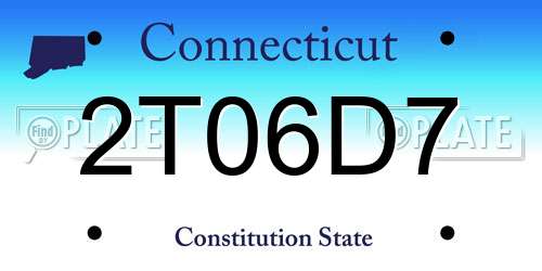 2T06D7 Connecticut License Plate
