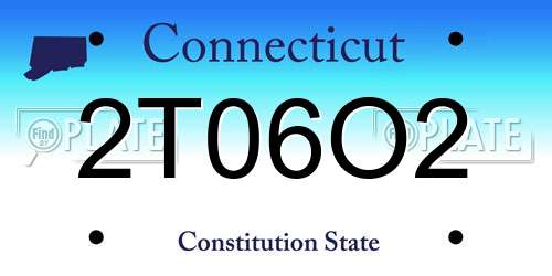 2T06O2 Connecticut License Plate