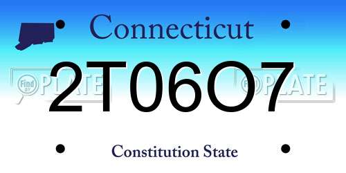 2T06O7 Connecticut License Plate