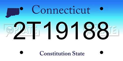 2T19188 Connecticut License Plate