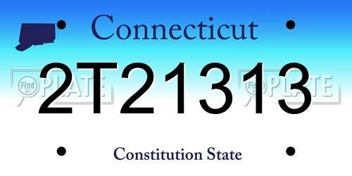 2T21313 Connecticut License Plate