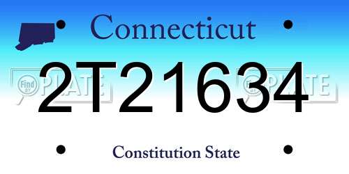 2T21634 Connecticut License Plate