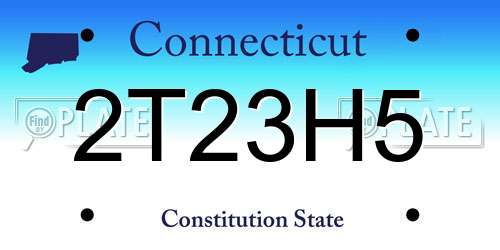 2T23H5 Connecticut License Plate
